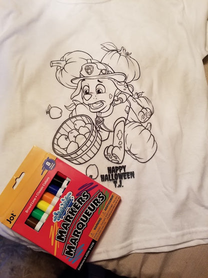 Coloring Washable T Shirt with Washable Markers