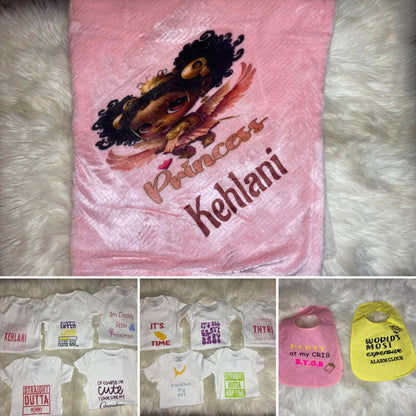 Personalized Baby Onesies & Blanket