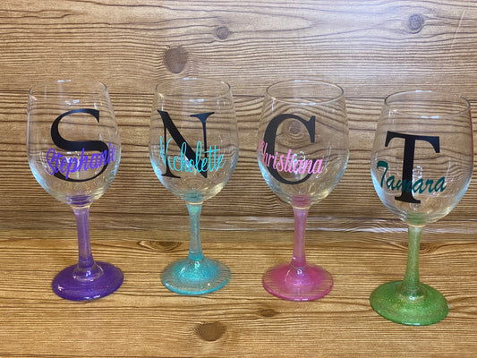 Customized Wine Glass W/Color Stem